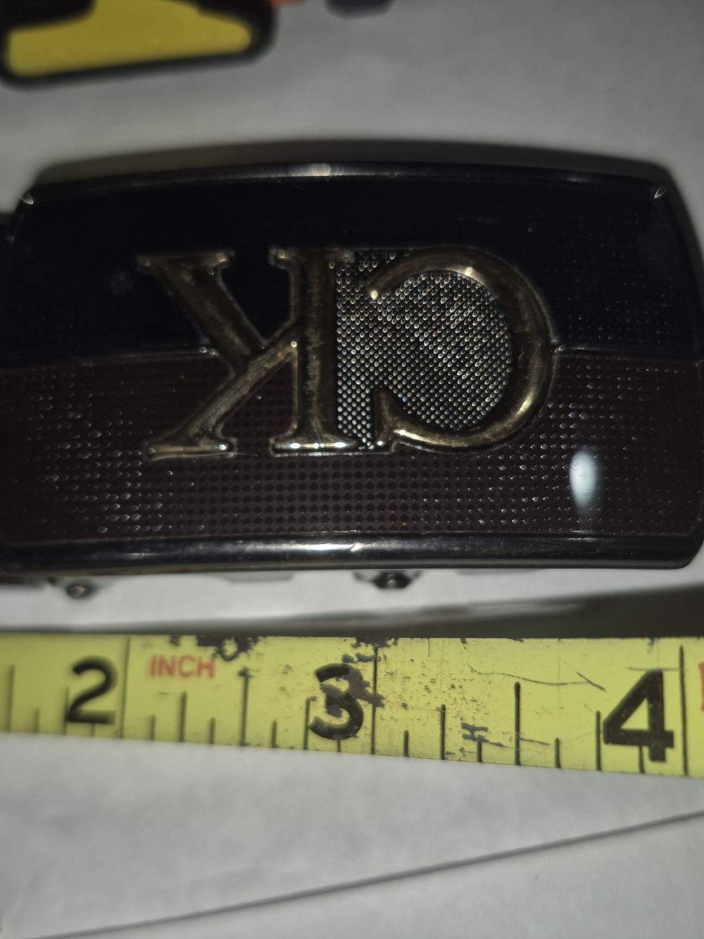 Calvin Klein Black and Dark Brown CK Logo Metal Belt Buckle